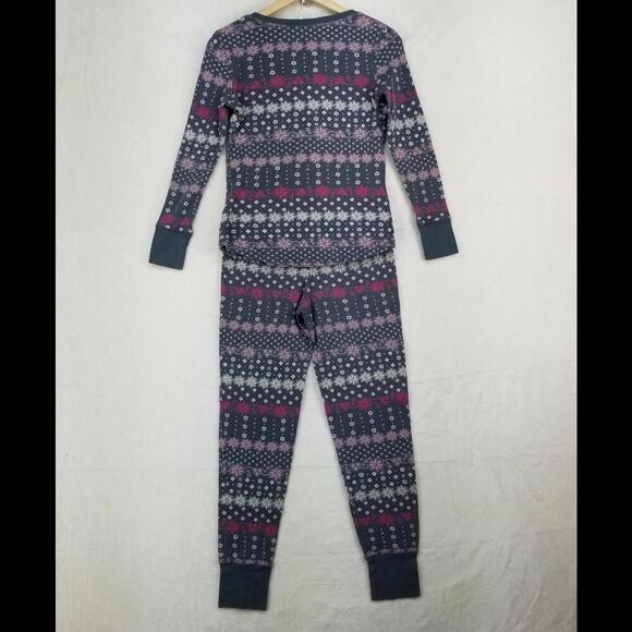 Victorias Secret Thermal Henley PJ Set Small Gray Pink White Waffle Knit Pajamas - Picture 2 of 13